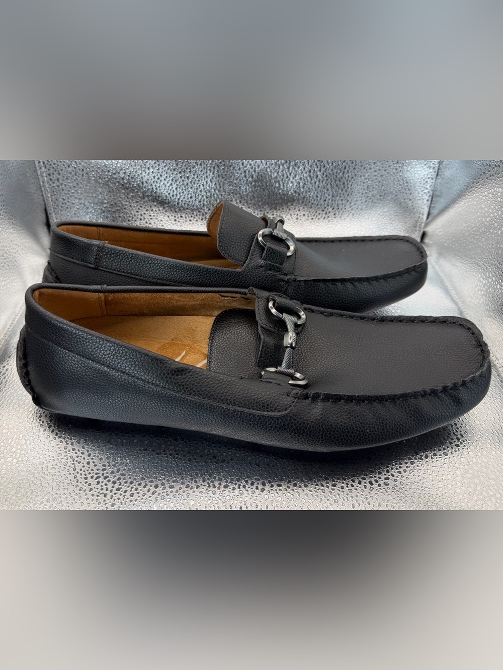Kenneth Cole Reaction Dawson Bit Driver Mens 12 Black Loafers Pebble Grain Shoes